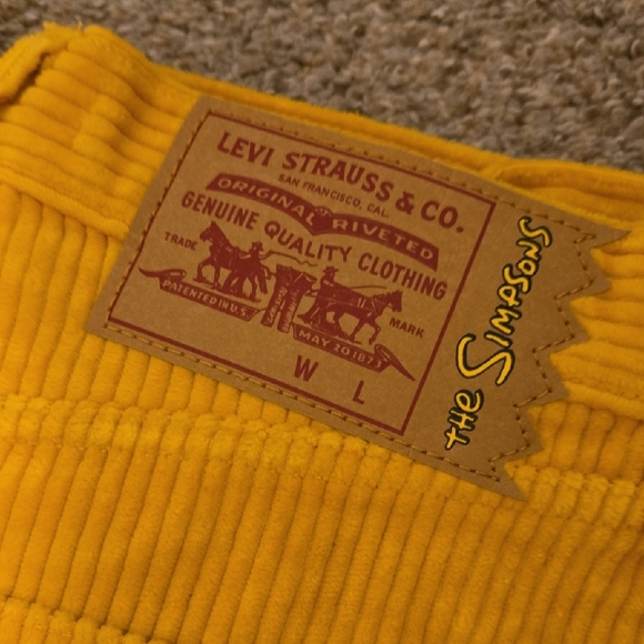 LIMITED EDITION, SIMPSONS. Levi's Yellow Corduroy Pants - Picture 2 of 7
